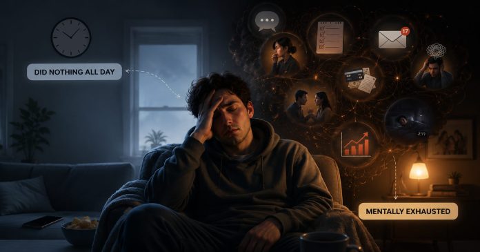Mental overload and exhaustion depicted